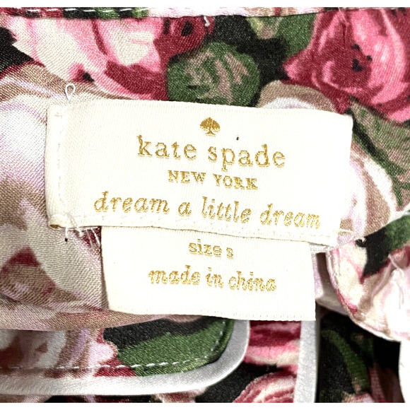 Kate Spade Dream A Little Dream PJ Top XS Navy Print 3/4 Sleeve Button Front - Picture 7 of 8